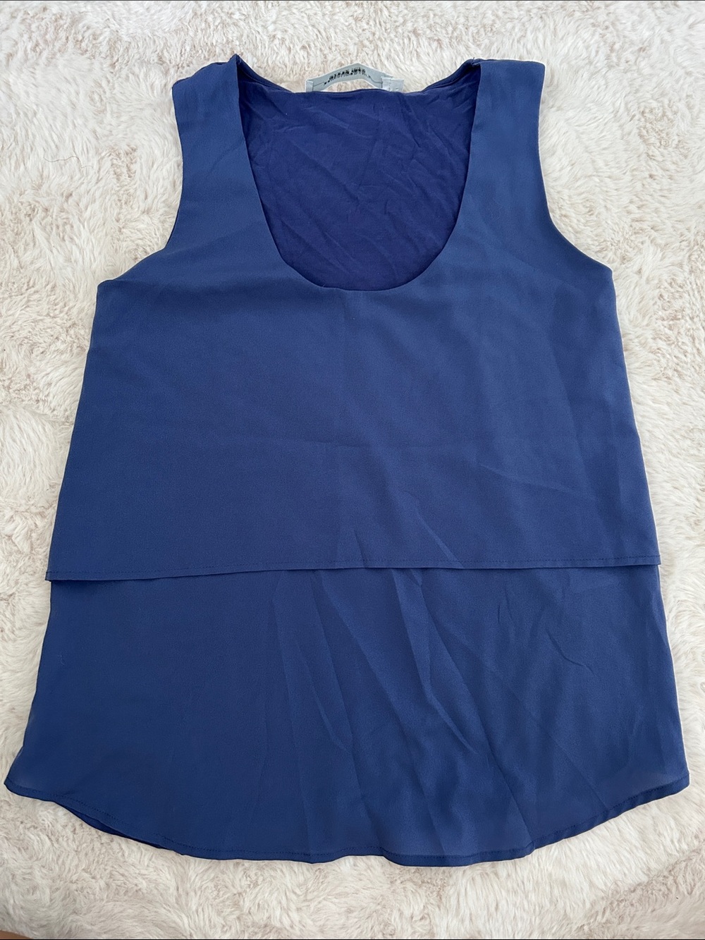 Simons Navy Layered Sleeveless Tank Top